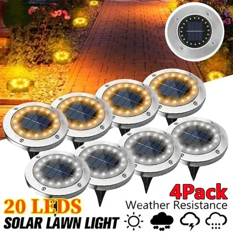 8/20LED Solar Power Disk Light Outdoor Garden Solar Underground Light Deck Light
