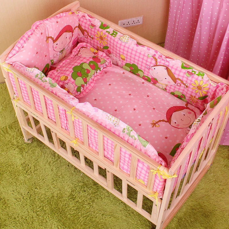 90x50cm 5Pcs/set Crib Fence Baby Bedding Set For Girl Boy Cartoon Animals Baby B