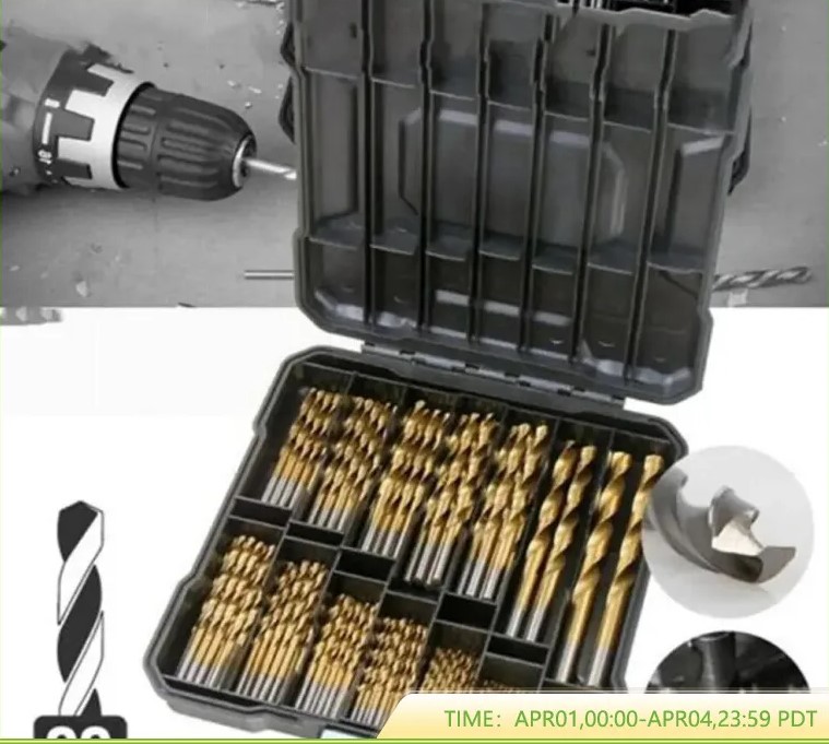 99pcs 1/4"-1/16" Twist Drill Set Anti-rust Wear Protection High Speed Steel Tita