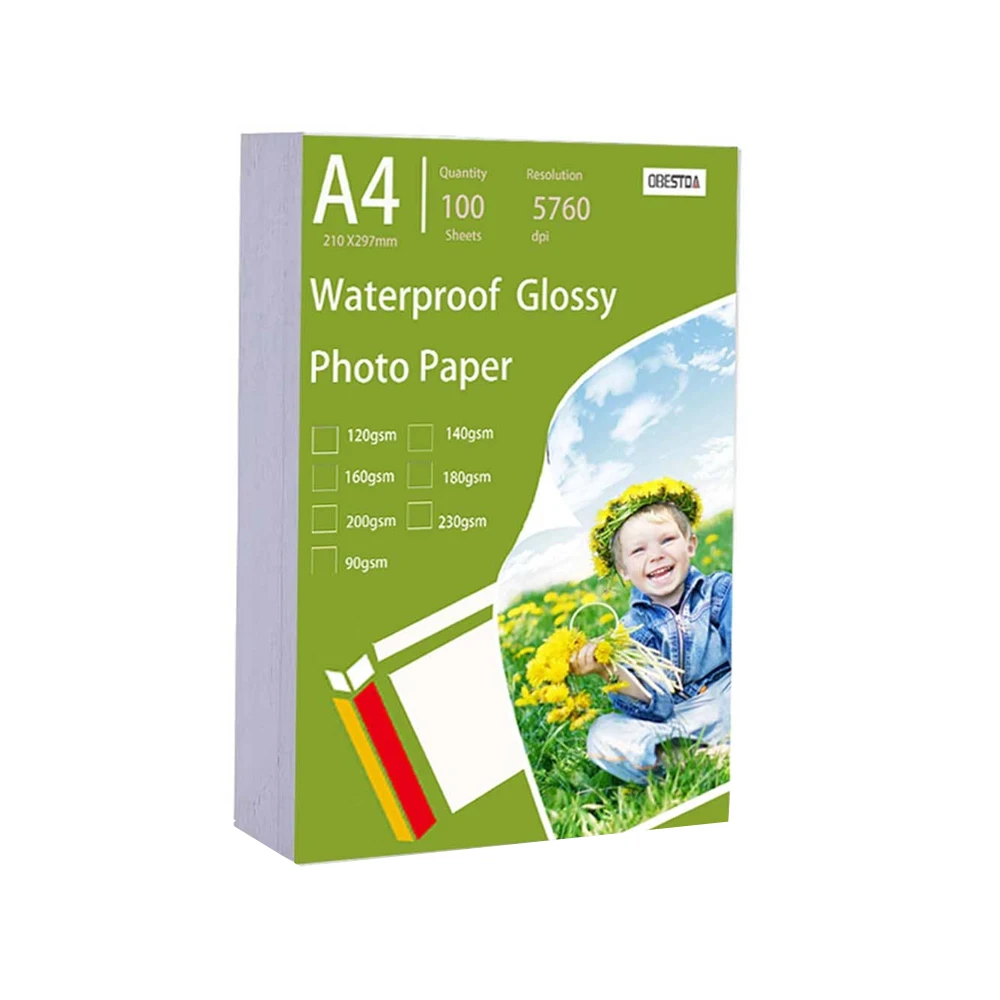 A4 100 Sheets Glossy Photo Paper 8.27 * 11.69 Inch 160gsm 120g High Gloss Quick 