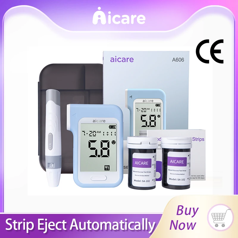 AICARE Blood Glucose Meter Glucometer Diabetes 50/100 Test Strips Lancets Blood 