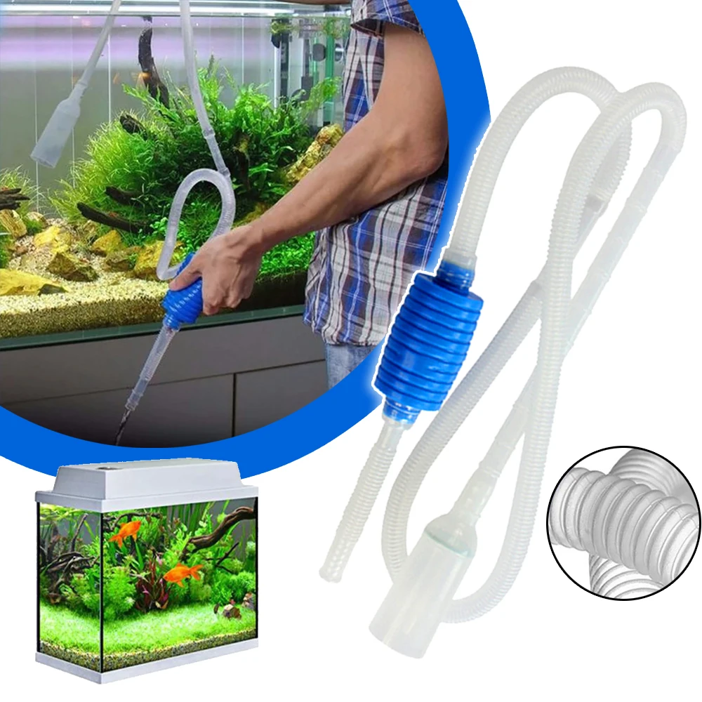Aquarium Siphon Fish Tank Syphon Vacuum Cleaner Pump Acuario Accessories Semi-au
