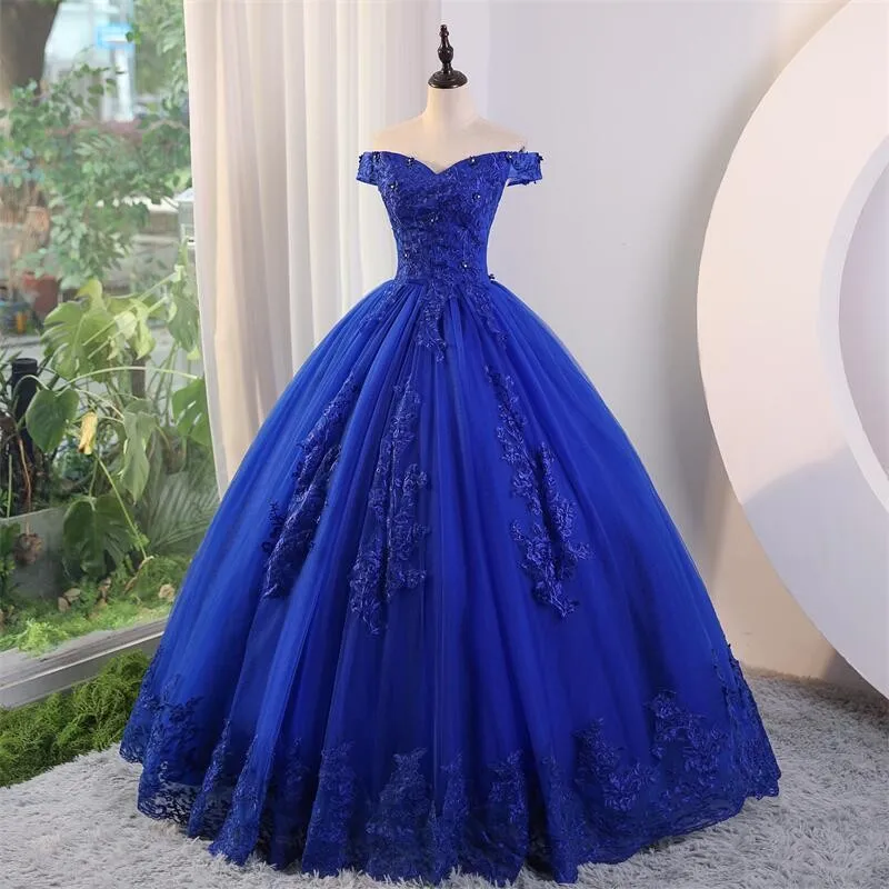 Ashley Gloria Summer New Blue Quinceanera Dresses Sweet Flower Party Dress Luxur