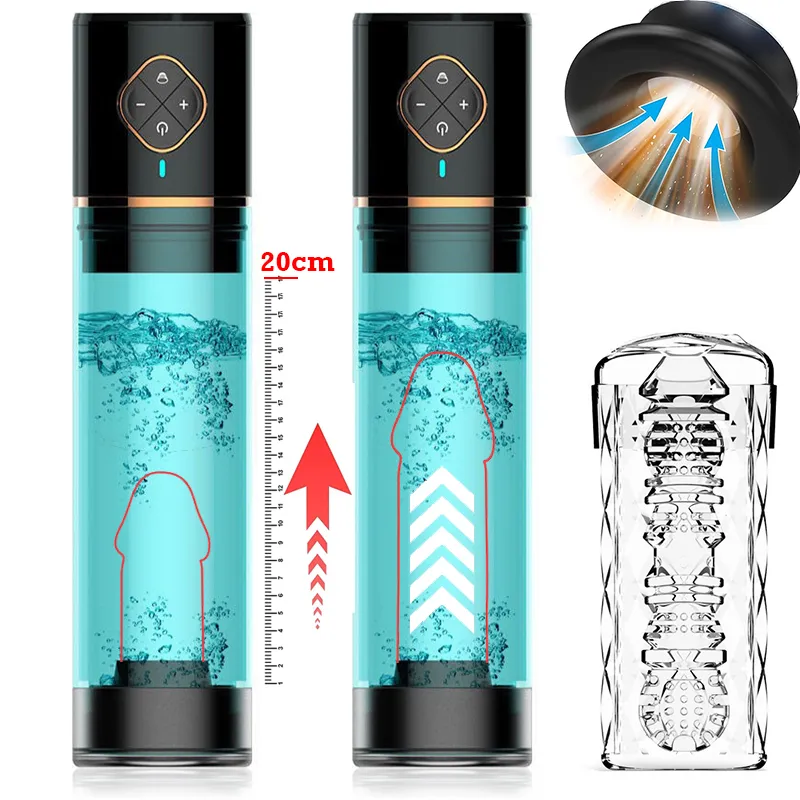 Water Bath Penis Enlargement Vacuum Pump Electric Male Masturbator Cup Penis Delay Training with Spa Sex Machine for Man Toys 18