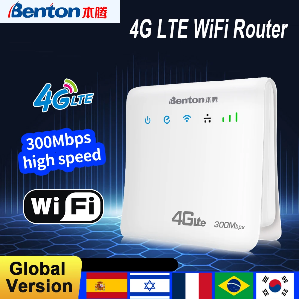 Benton 4G LTE WiFi Router 300Mbps 2.4G WiFi CPE Wireless Router with SIM Card Sl