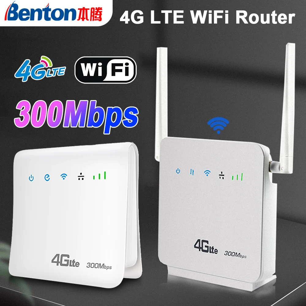 Benton CAT6 4G LTE Router 300Mbps Unlock Wireless Router with SIM Card Slot WiFi