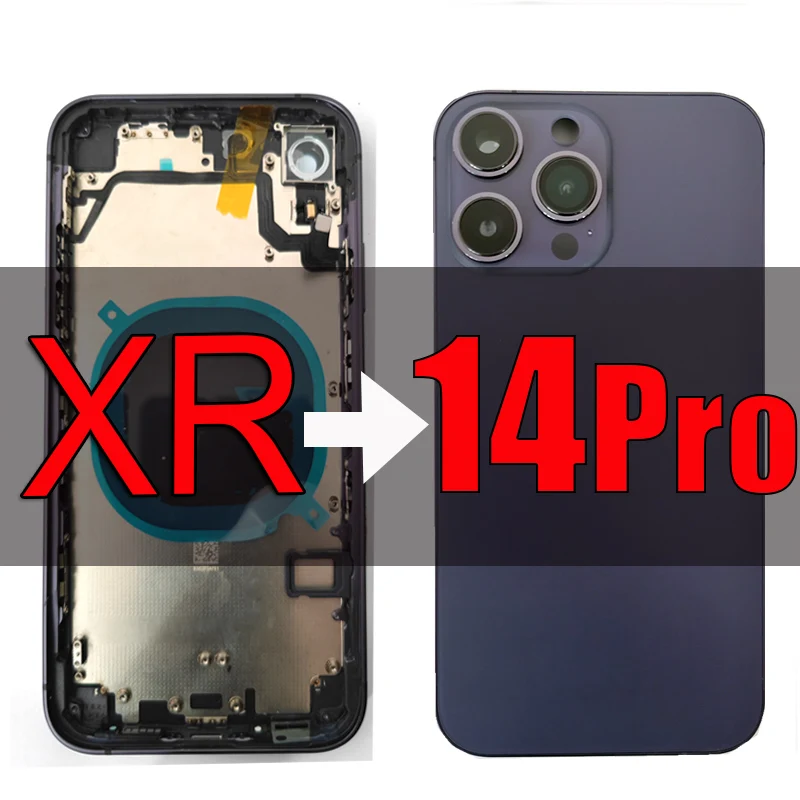 Big Camera Diy Housing For iPhone XR like 14Pro Aluminum Frame +Back glass Backs