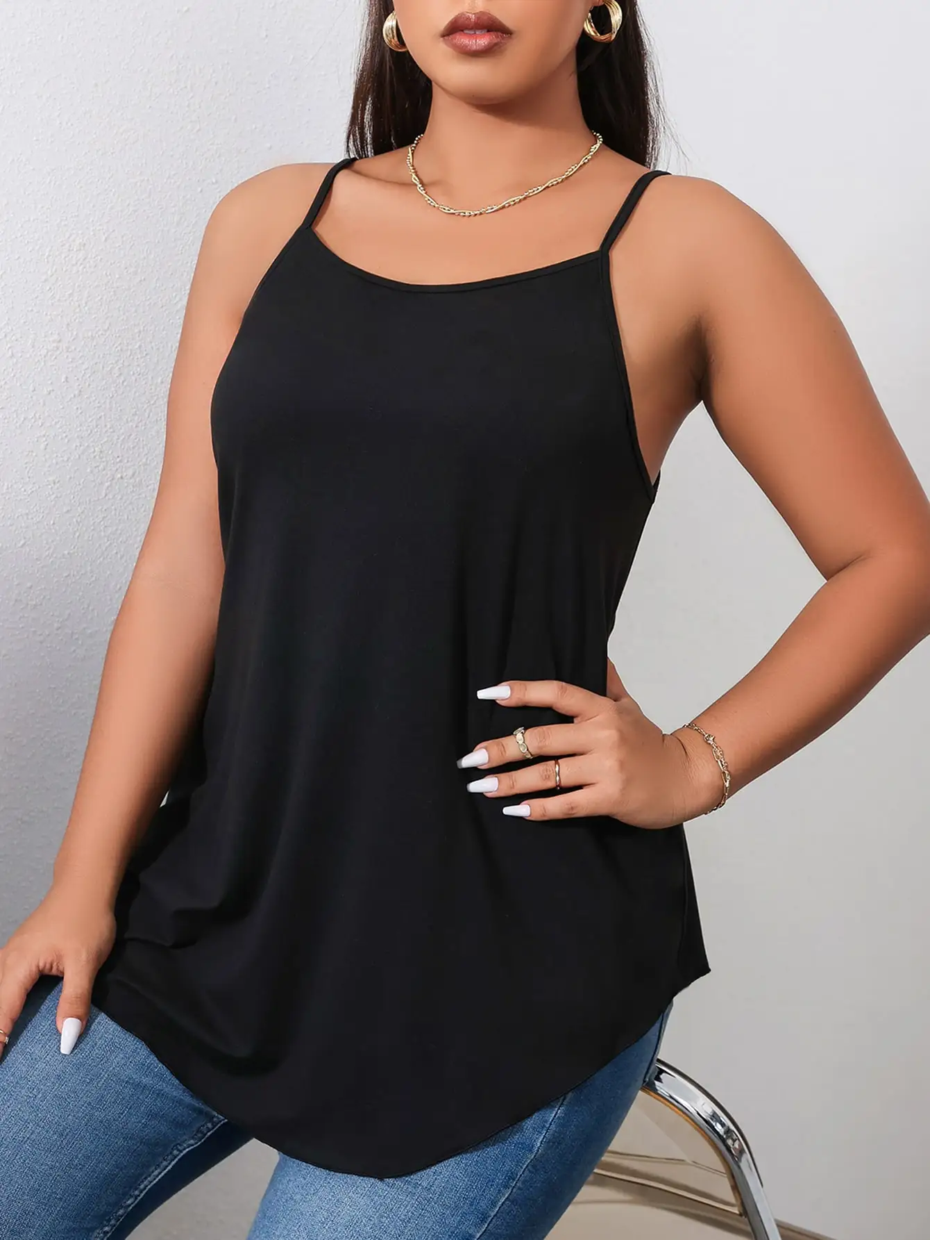 Black Plus Size Camis for Woman Camisole Large Big Size Tank Top Female Sleeeles