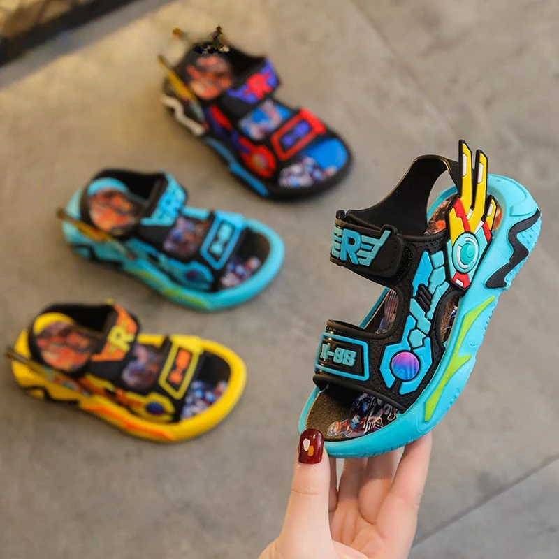 Boys Sandals 1-12 Year Old Soft Sole Anti Slip Sandals Cartoon Outwear Small and