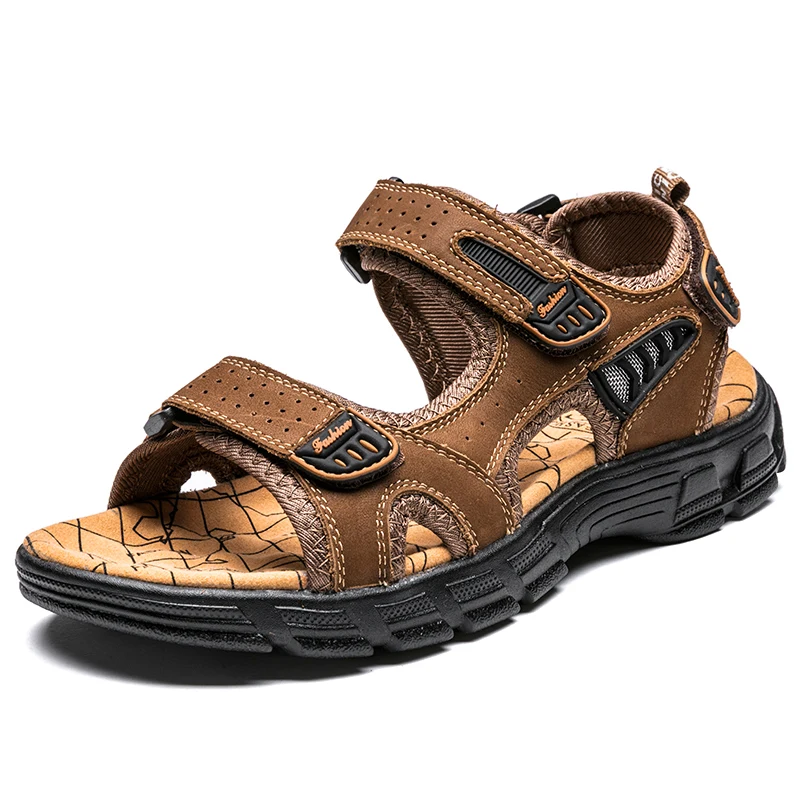 Brand Classic Mens Sandals Summer Genuine Leather Sandals Men Outdoor Casual Lig
