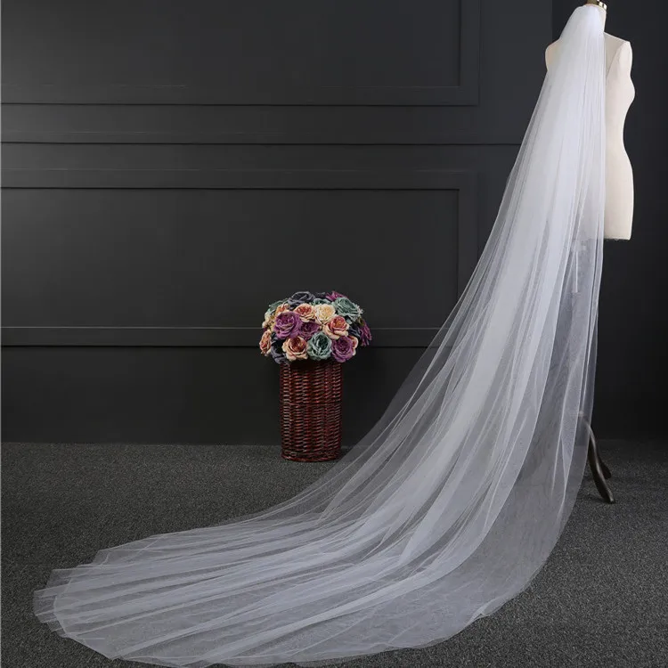 Bridal Veils Wedding Veil Long 3-meter Single-layer Veil with Hair Comb Yarn Eve