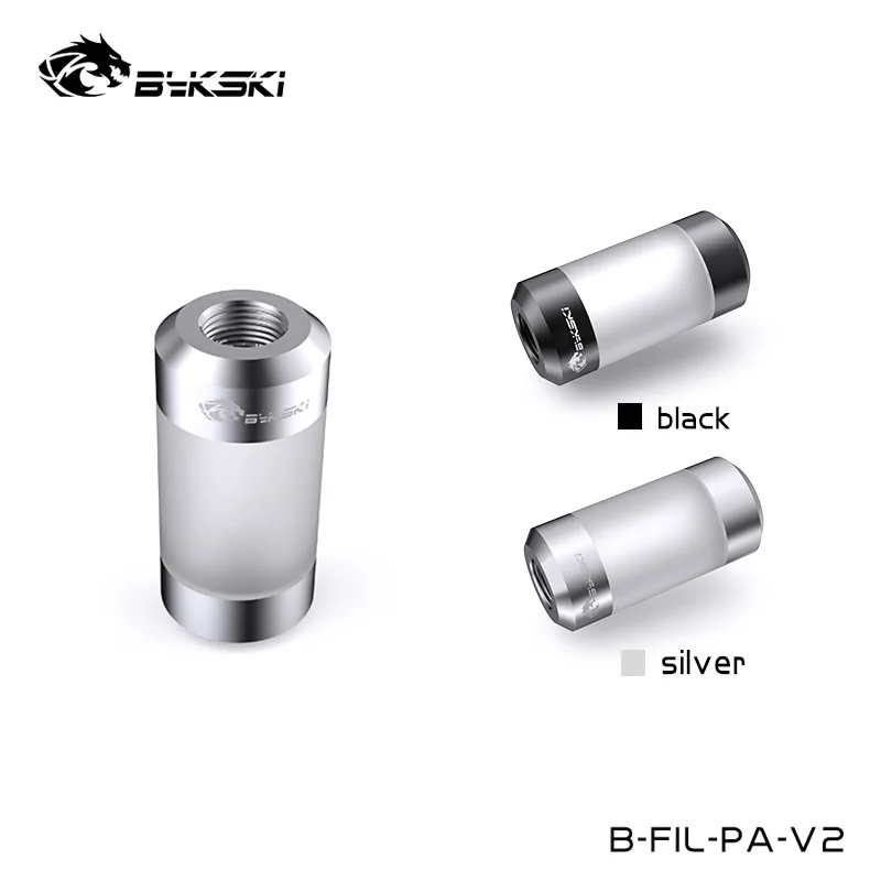 Bykski Water Filter,DIY Water Cooling Loop Accessory,G1/4"x2 Black,Silver Acryli