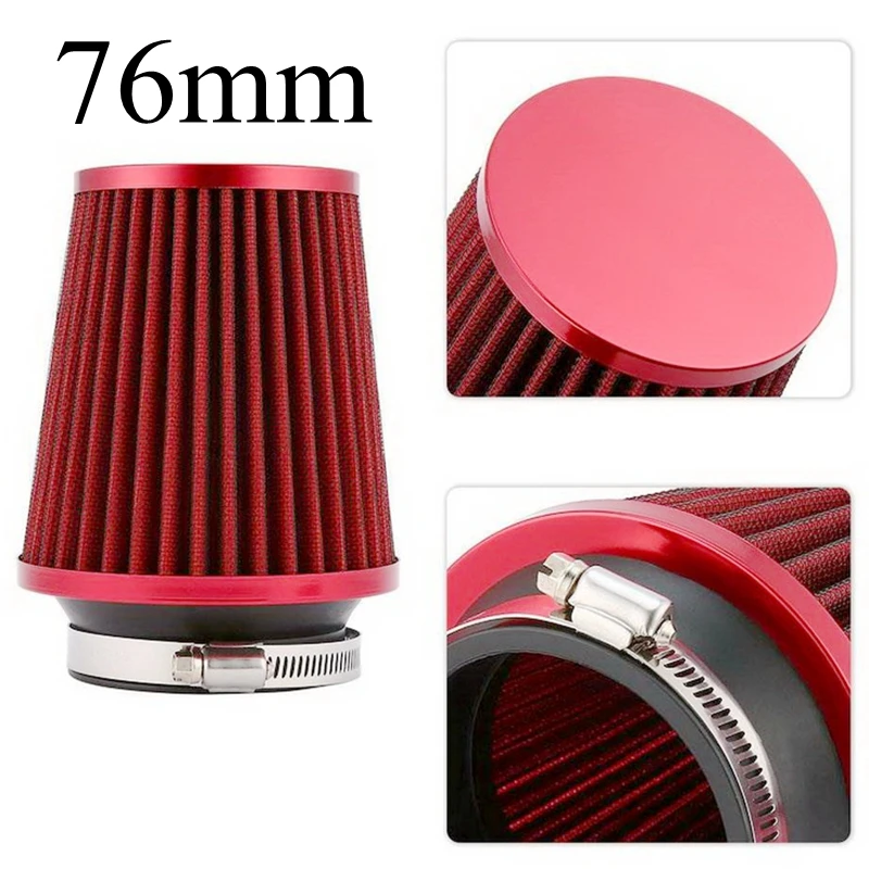 Car 76mm Air Filter Car Racing Sport Air Filter Breather Filter Cone Air Filter