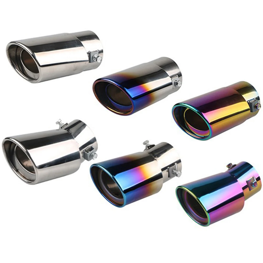 Car Exhaust Muffler Tip Single Outlet Stainless Steel Car Tail Rear Chrome Exhau