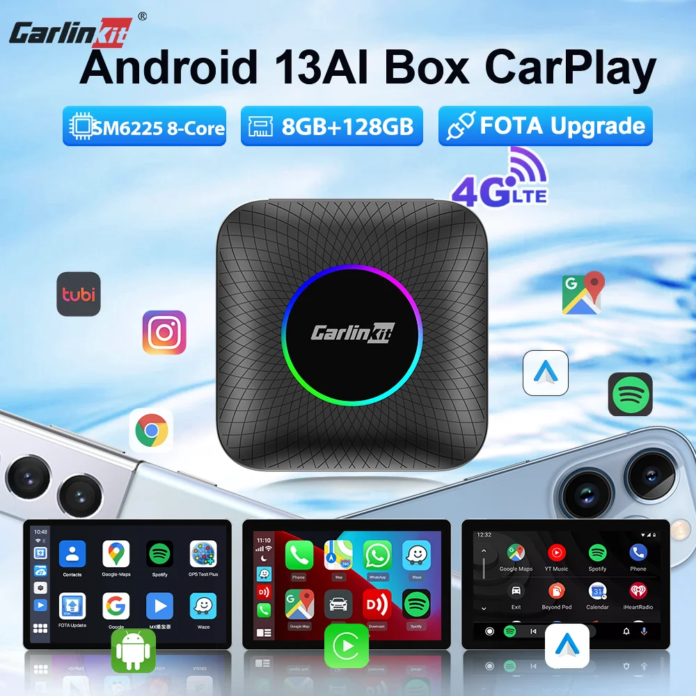 CarlinKit Best Android13 CarPlay Car Ai Box LED SDM660 SM6225 8-Core Android Aut