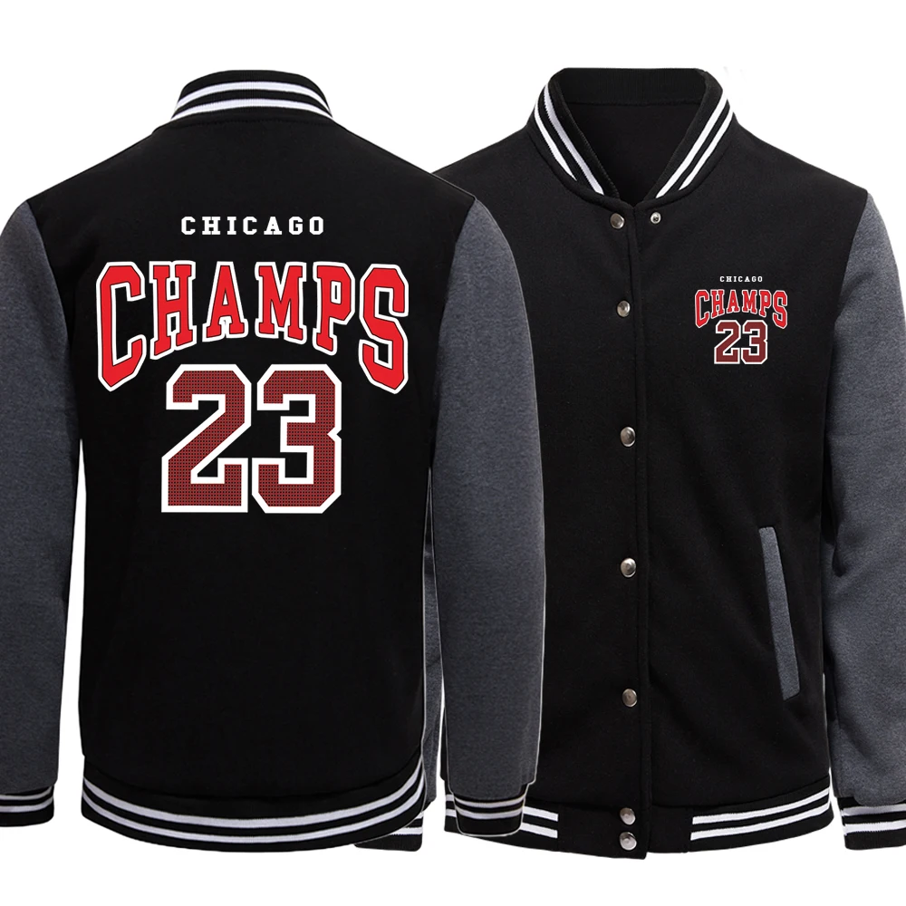 Chicago Champs 23 USA City Retro Letter Mens Clothes Loose Fashion Baseball Unif