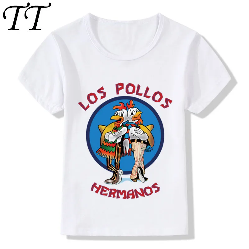 Children Summer Los Pollos Hermanos Design Funny T-shirt Kids Baby Chicken Broth