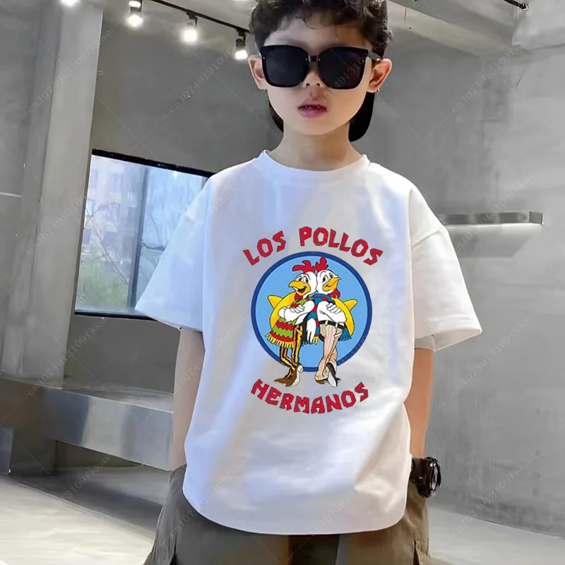 Children Summer Los Pollos Hermanos Design Funny T-shirt Kids Baby Chicken Broth