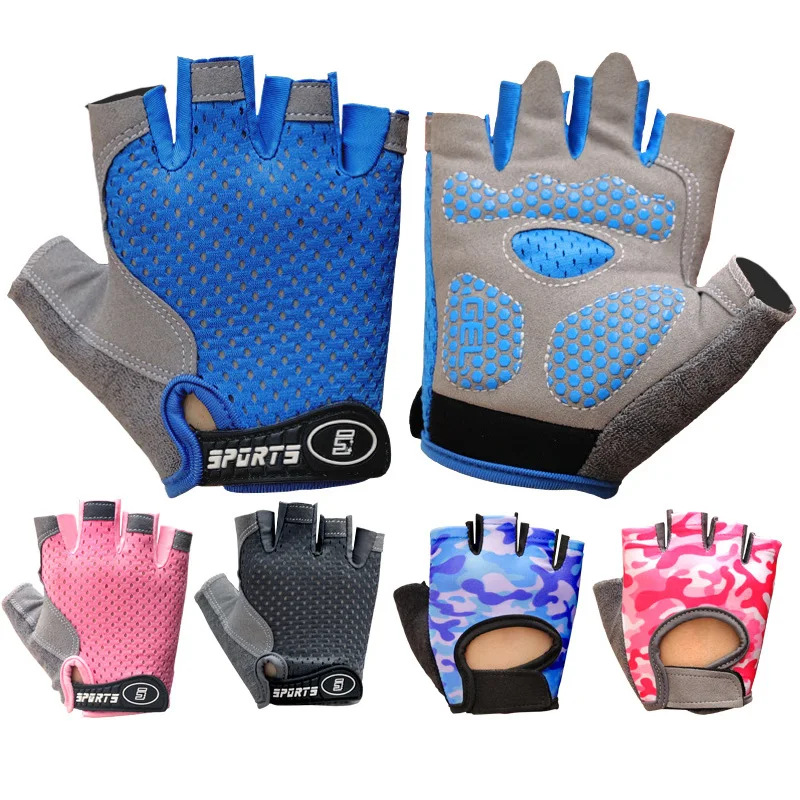 Children's Gloves Half Finger Outdoor Sports Kids Cycling Boys Girls Protection 