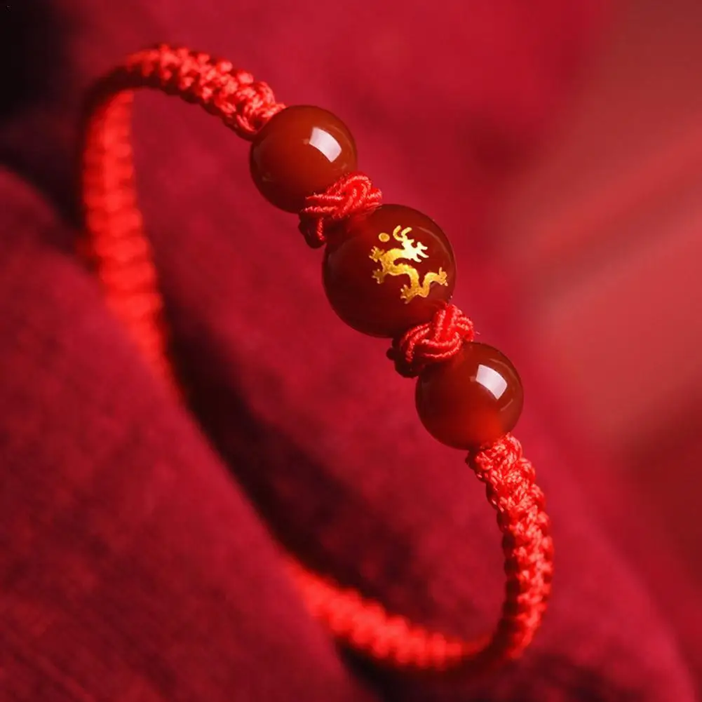 Chinese Style Dragon Bracelet 2024 Dragon Year Lucky Red Rope Bracelet Xmas Near