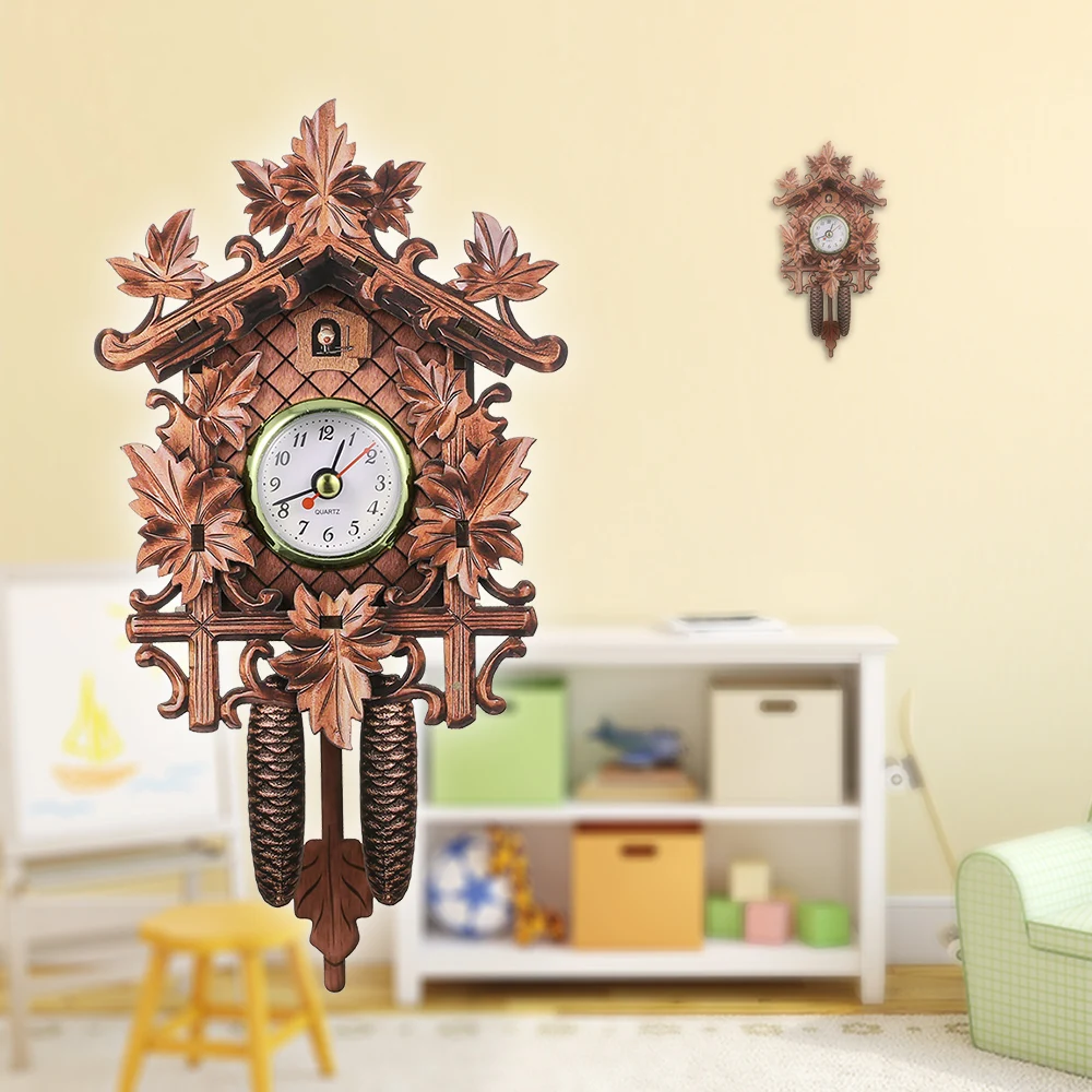 Cuckoo Wall Clock Bird Wood Hanging Decorations for Home Cafe Restaurant Art Vin