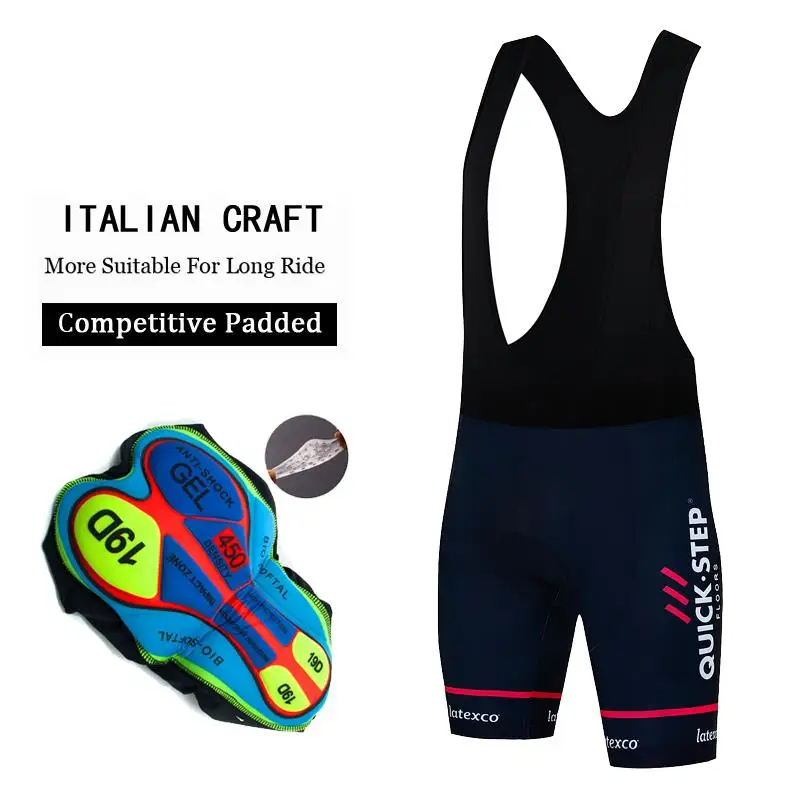 Cycling Bib Shorts 2023 QUICK STEP Men Outdoor Bike 19D Padded Riding Bib Tights