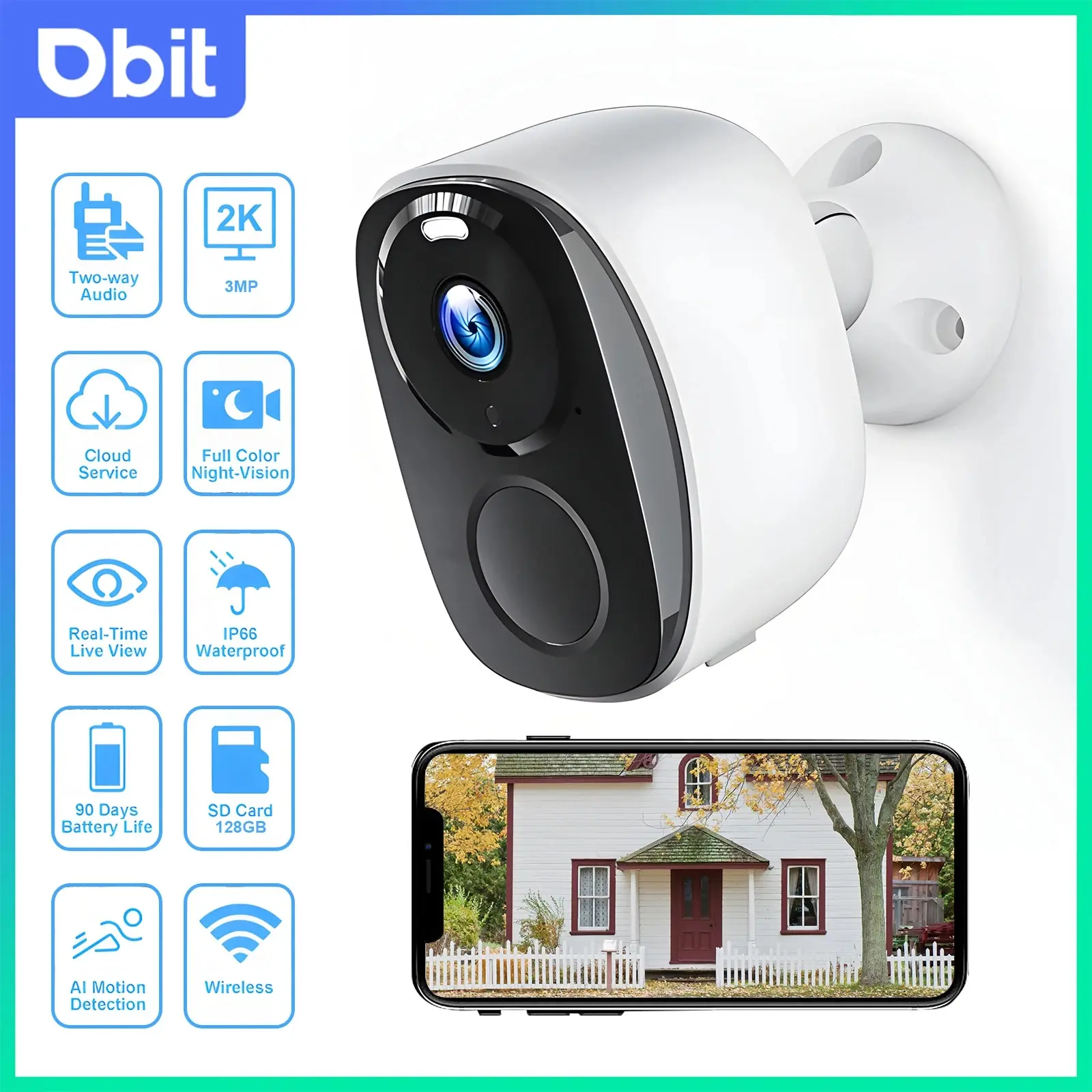DBIT Wifi Survalance Camera 3MP Security Protection Outdoor IP Camera Smart Home