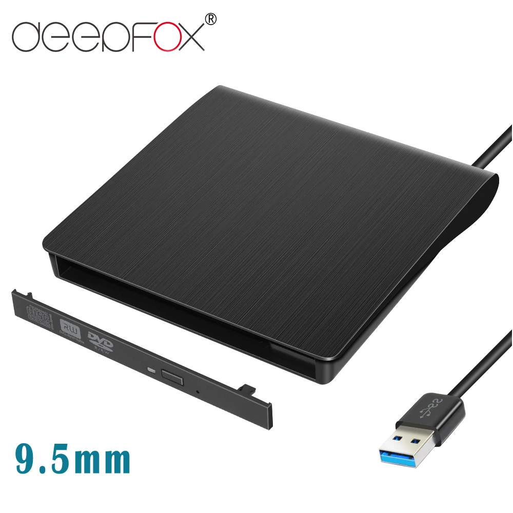 DeepFox 9.5mm USB 3.0 SATA Optical Drive Case Kit External Mobile Enclosure DVD/