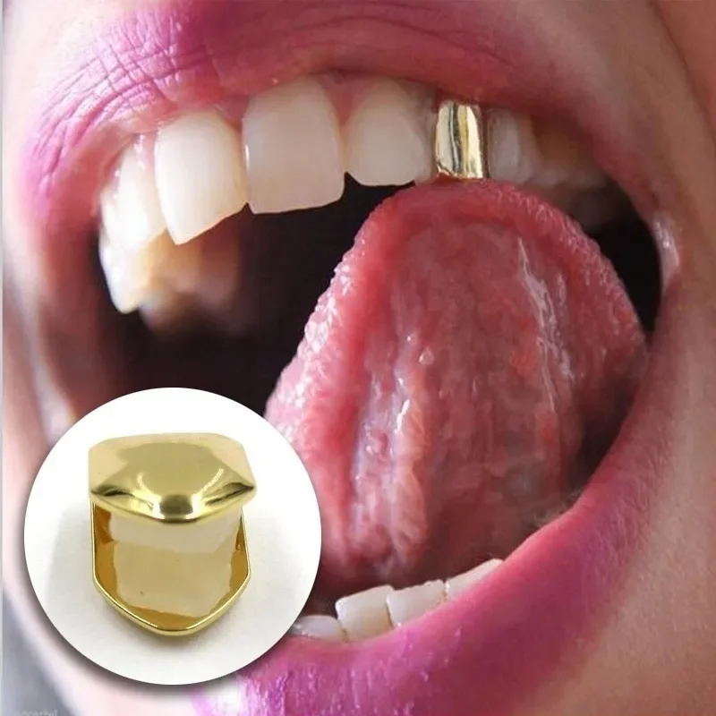 Delysia King 4 Colors Custom Fit Gold Plated HipHop Single Tooth Grillz Cap Top 