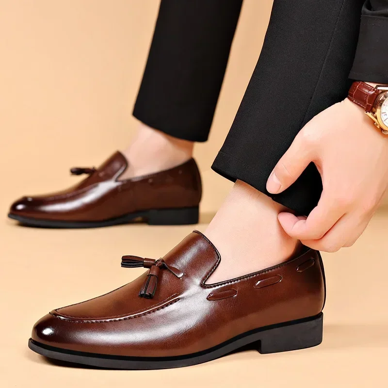 Designer Style Dress Shoes for Men Brand New Business Casual Shoes Slip on Leath