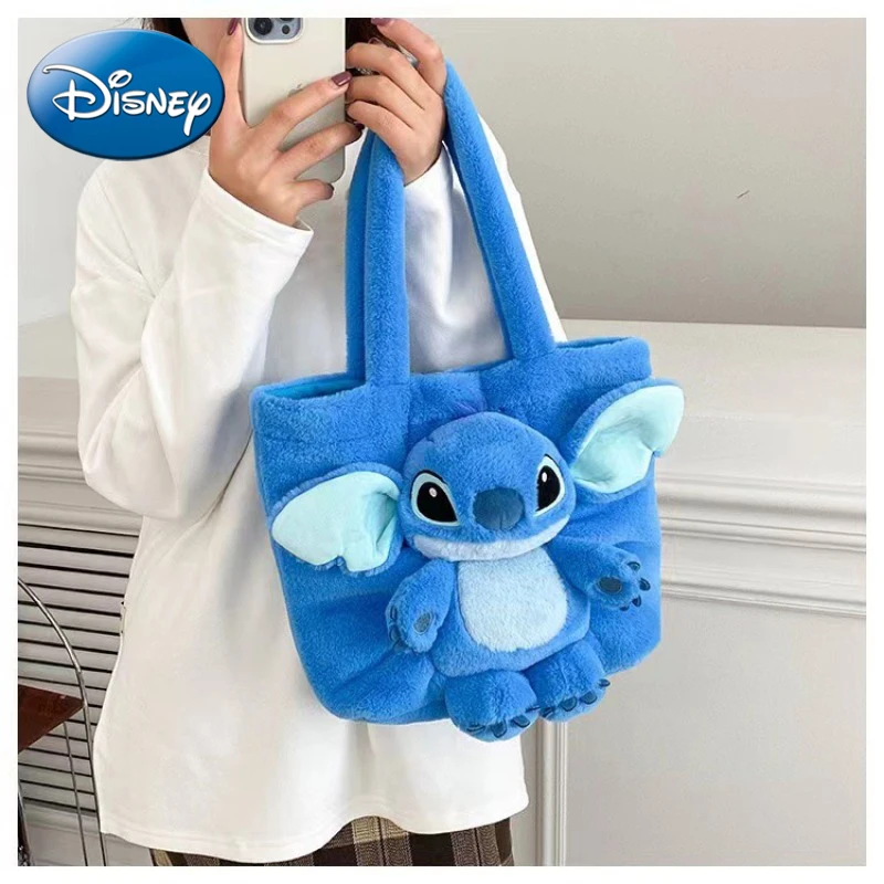Disney Cartoon Plush Doll Shoulder Bag Sweet and Cute Stitch Strawberry Bear Sof