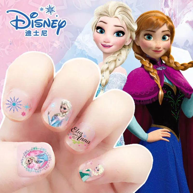 Disney girls cartoon frozen Makeup Toy Nail Stickers Toy Princess Mickey Minnie 