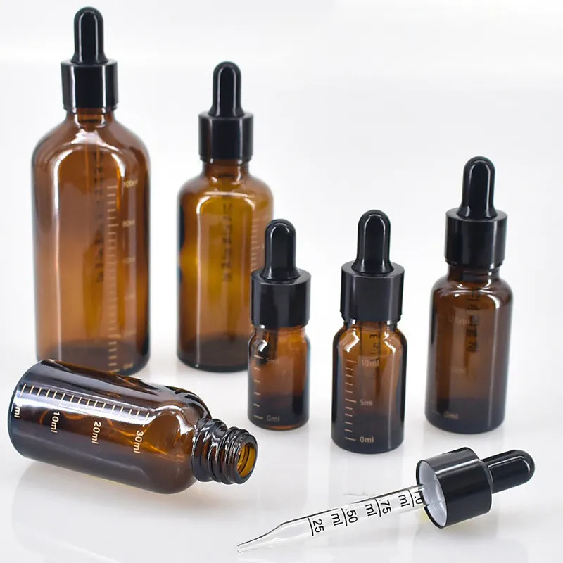 Dropper Bottles with Scale 5ml-100ml Reagent Eye Drop Amber Glass Aromatherapy L