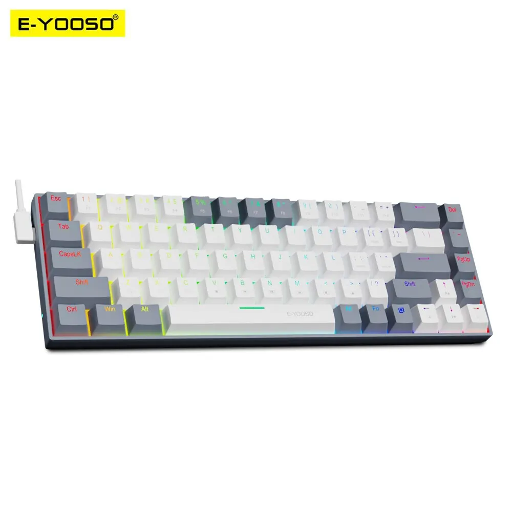 E-YOOSO Z686 RGB USB 60% Mini Slim Mechanical Gaming Wired Keyboard Red Switch 6