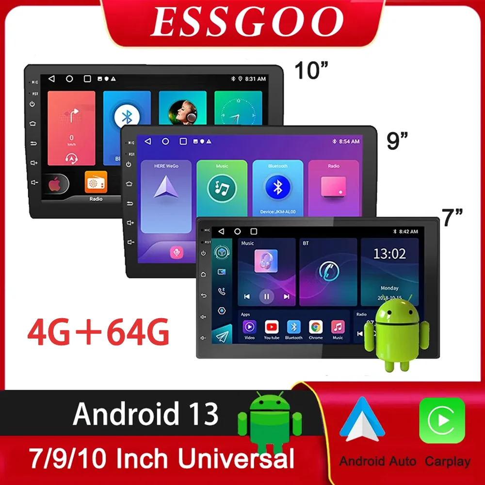 ESSGOO 2 Din Car Radio Carplay Android 4G 64G Multimedia Video Player 7 9 10 Inc