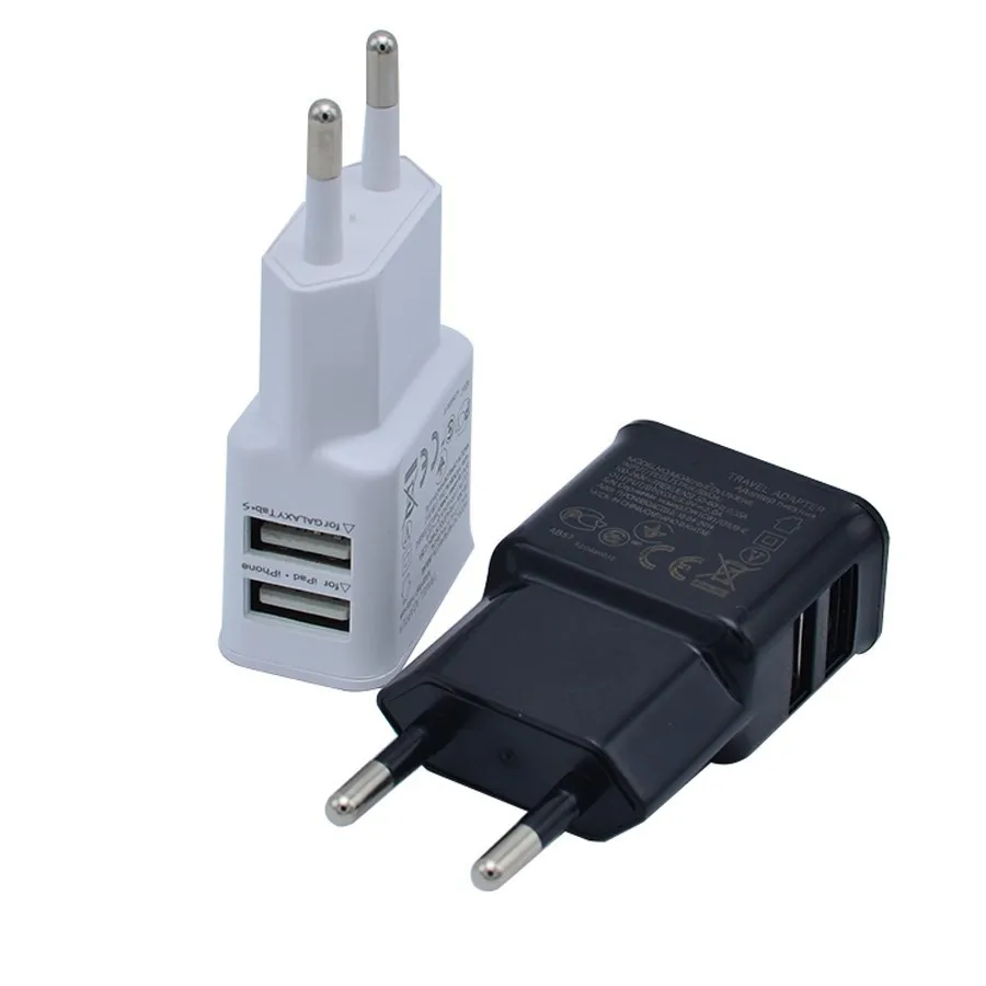 EU Plug 5V Dual USB Universal Mobile Phone Chargers Travel Power Charger Adapter