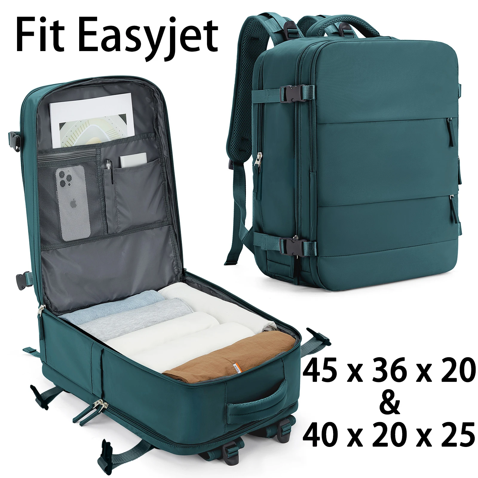Easyjet Cabin Bag 45x36x20 Backpack, 40x20x25 Ryanair Carry-Ons, Women/Men Aerop
