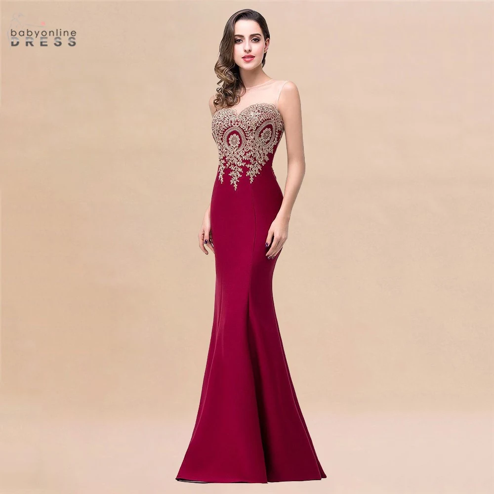 Elegant Mermaid Evening Dress Women Golden Appliques Lace Royal Blue Sweetheart 