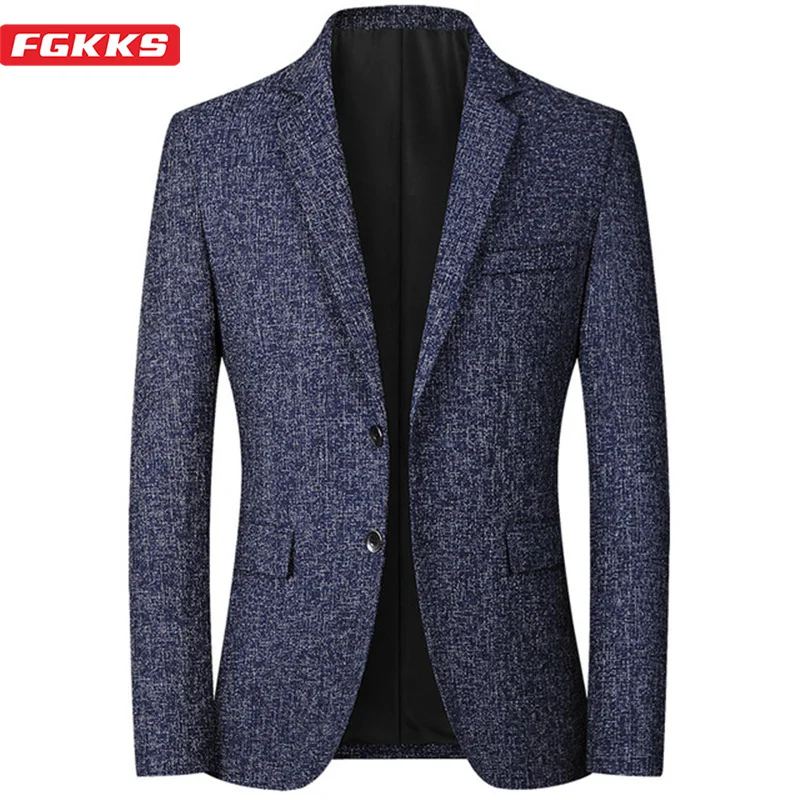 FGKKS 2023 Spring Autumn Blazers Men Fashion Slim Casual Business Handsome Suits