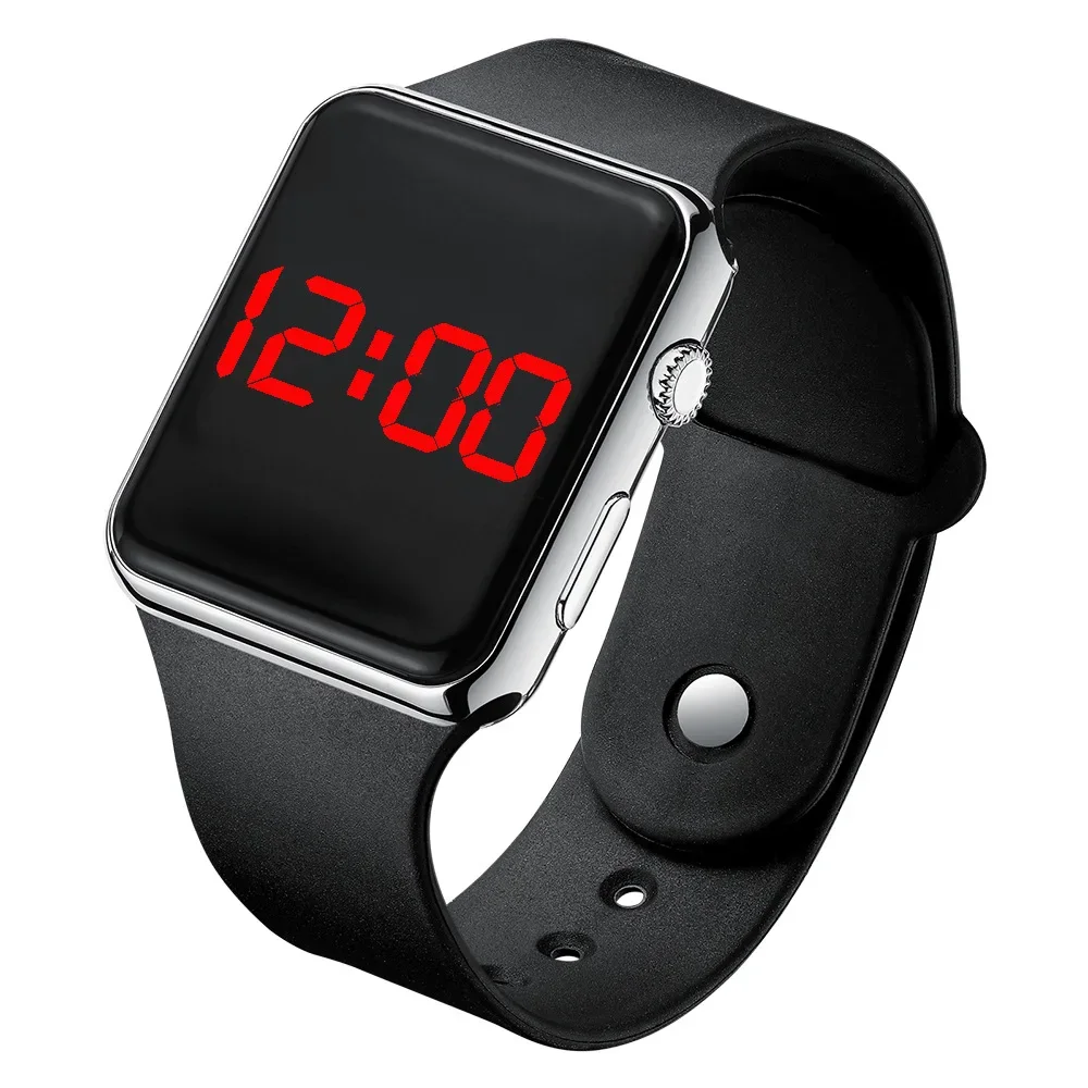 Fashion Sport Digital Watch Women Men Square LED Watches Silicone Belt Electroni
