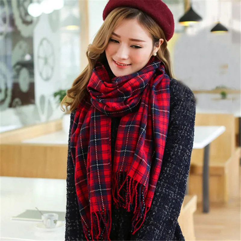 Fashion Warm Plaid cashmere Scarves For Women Winter Scarf Luxury Brand Shawl la