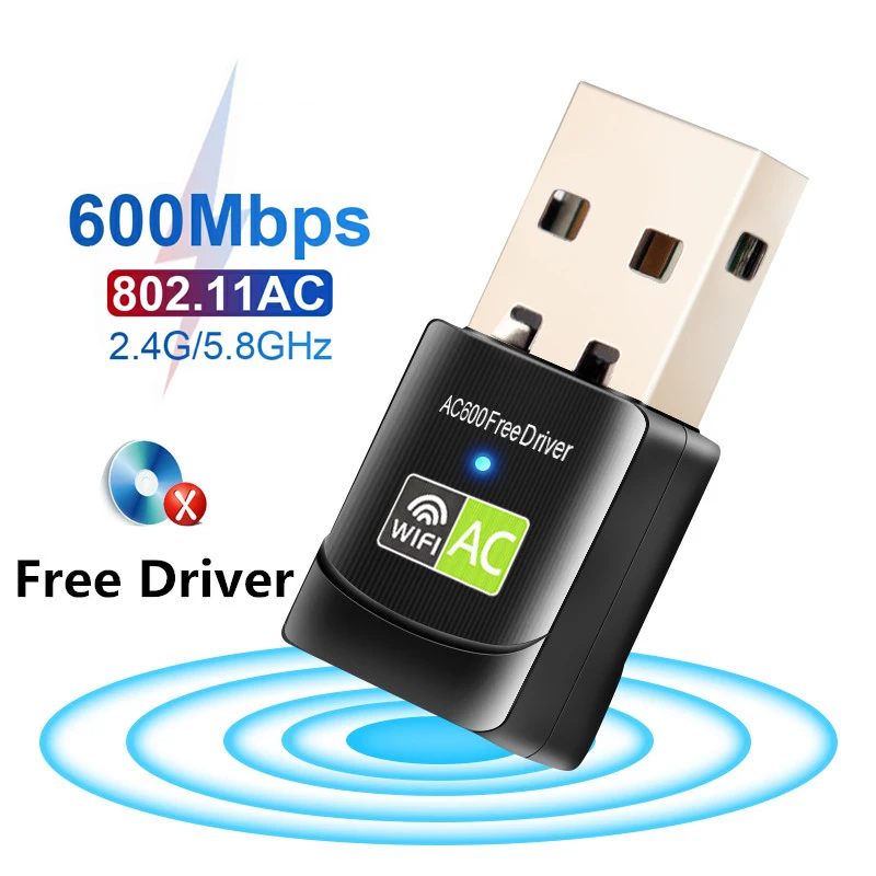 Free Driver USB Wifi Adapter 600Mbps Wi fi Adapter 5ghz Antenna USB Ethernet PC 