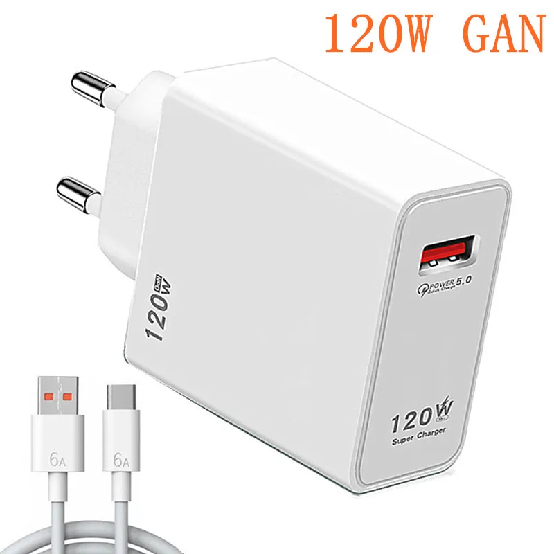 GAN USB Charger Fast Charging 120W QC5.0 Mobile Phone Adapter For iPhone Xiaomi 