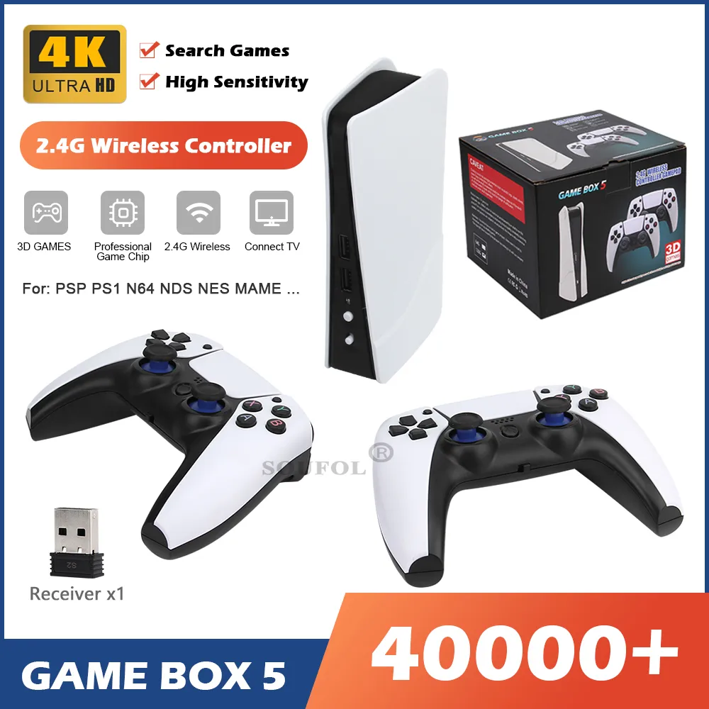 GB5-P5 New Video Game Console 64GB/128GB 40000 Free Games HD TV Game Box 5 Two G