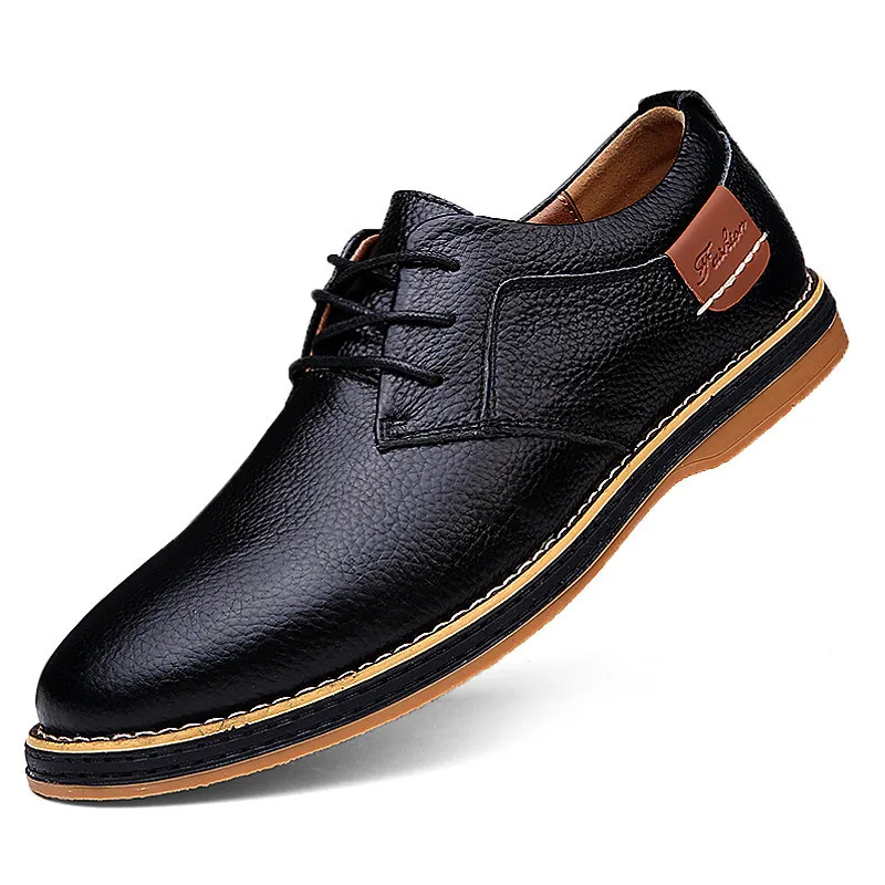 Genuine Leather Men Dress Shoes Oxfords Brogue Lace Up Italian Mens Casual Shoes