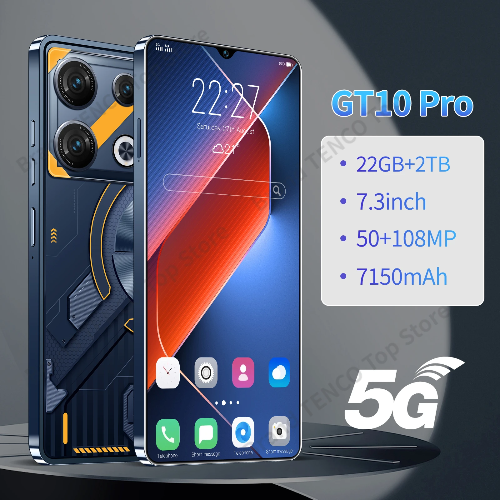 Global Version GT10 pro smartphone 5g Snapdragon 8 Gen 3 Android13 16GB+1024GB 7