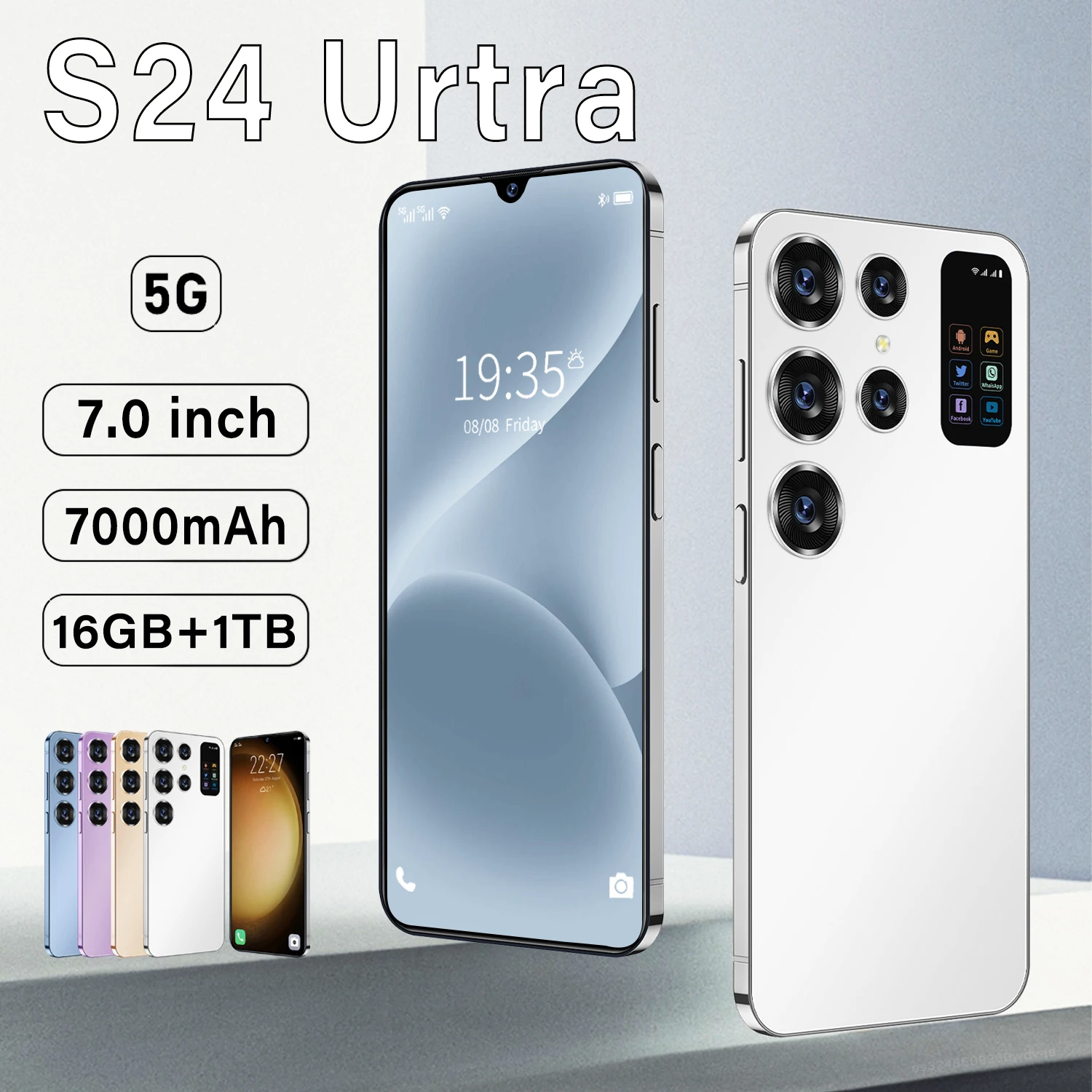 Global version S24 Ultra smartphone Snapdragon8 gen2 16G+1TB 7000mAh 48+72MP dua