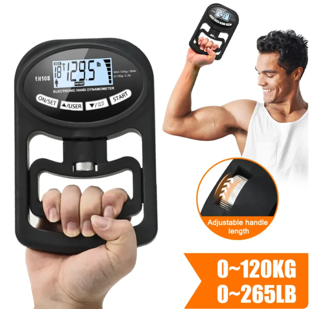 Grip Strength Tester 265Lbs/120Kg Digital Hand Dynamometer Grip Strength Meter U