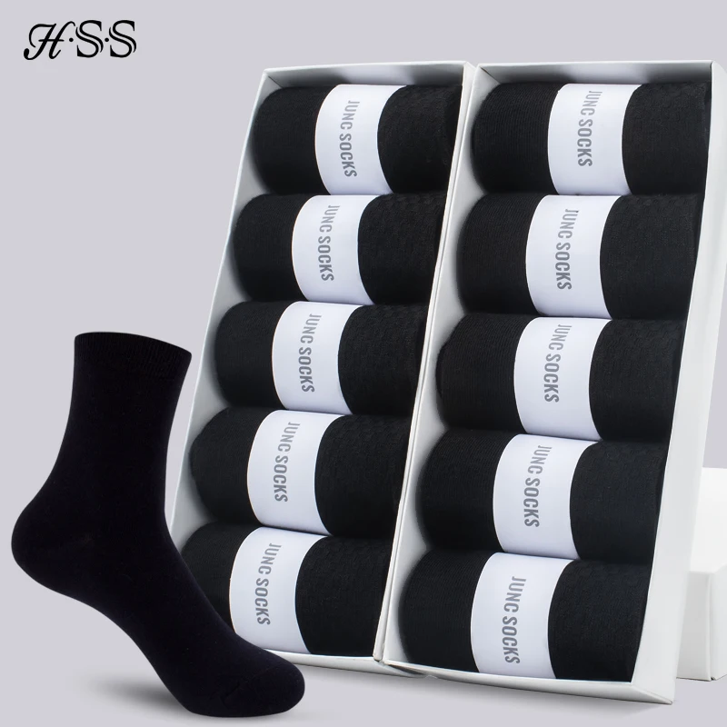 HSS Brand Men's Cotton Socks Black Business Men Socks Soft Breathable Summer Win