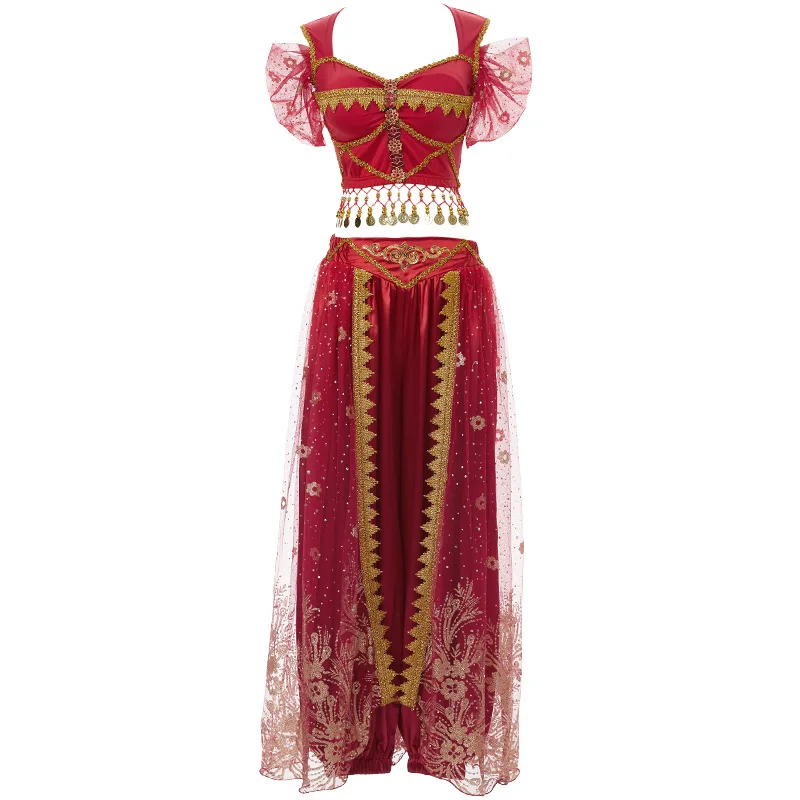 Halloween Costume Aladdin Jasmine Princess Belly Dance Practice Costume Han and 